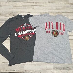 Lot Of 2 Small Atlanta United FC T-shirts Short Long Sleeves Football Soccer